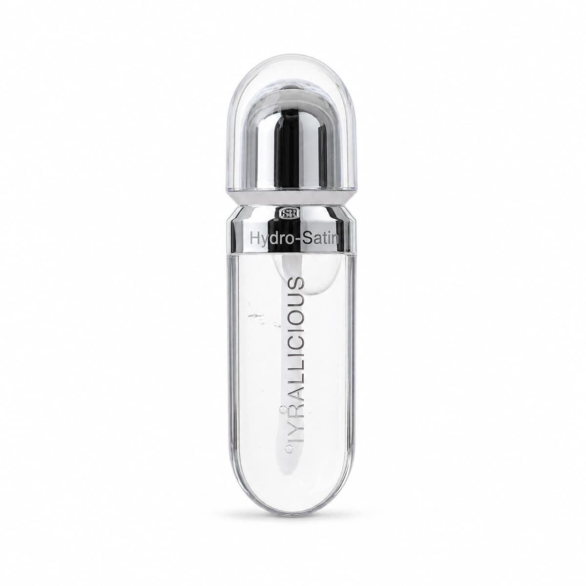 Clean single-gloss studio view of Iyrallicious Hydro-Satin in Crystal Clarity.